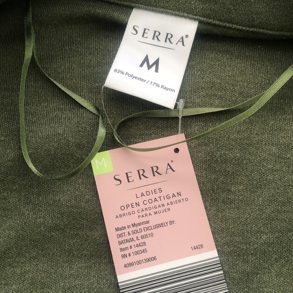NWT Serra ladies open coatigan olive green sweater coat 🧥 with 2 pockets - Picture 7 of 8